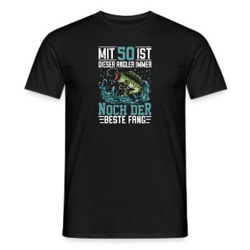50. Angler Geburtstag Geschenkidee - Männer T-Shirt - Schwarz - Vorne - AI Model Male 178 light (178cm)