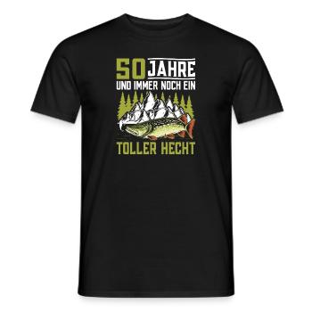 Angler 50 Jahre Angel Geschenk zum 50. Geburtstag - Männer T-Shirt - Schwarz - Vorne - AI Model Male 178 light (178cm)