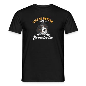 Bernedoodle Dog - Men's T-Shirt - black - Front - AI Model Male 178 light (178cm)