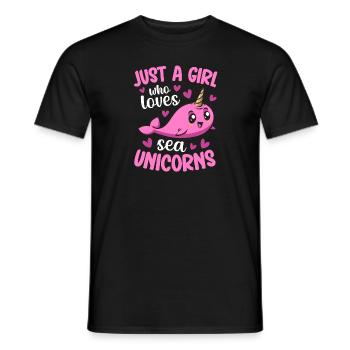 Narwhal Unicorn Whale - Men's T-Shirt - black - Front - AI Model Male 178 light (178cm)