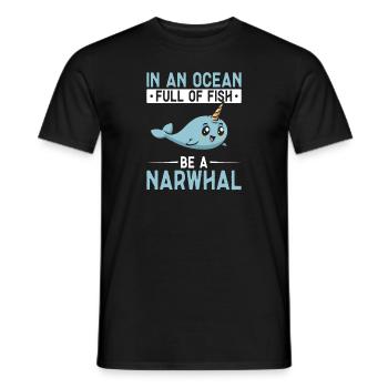 Narwhal Unicorn Whale - Men's T-Shirt - black - Front - AI Model Male 178 light (178cm)