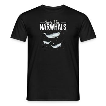 Narwhal Unicorn Whale - Men's T-Shirt - black - Front - AI Model Male 178 light (178cm)