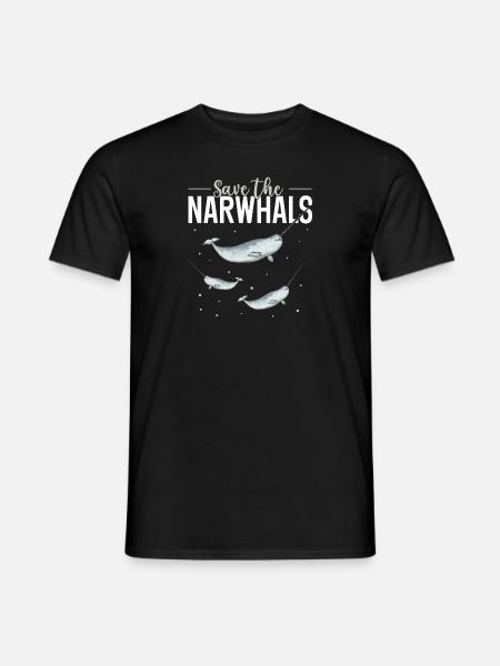 Narwal Einhornwal - Männer T-Shirt - Schwarz