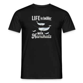 Narwhal Unicorn Whale - Men's T-Shirt - black - Front - AI Model Male 178 light (178cm)