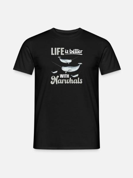 Narwal Einhornwal - Männer T-Shirt - Schwarz