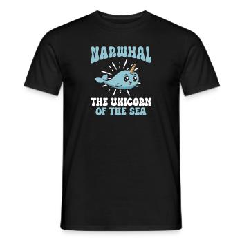 Narwhal Unicorn Whale - Men's T-Shirt - black - Front - AI Model Male 178 light (178cm)