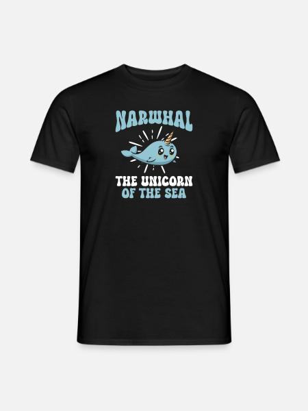 Narwal Einhornwal - Männer T-Shirt - Schwarz
