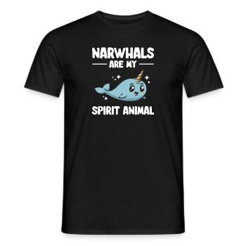 Narwhal Unicorn Whale - Men's T-Shirt - black - Front - AI Model Male 178 light (178cm)