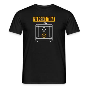 3D Printer 3D Printing - Men's T-Shirt - black - Front - AI Model Male 178 light (178cm)