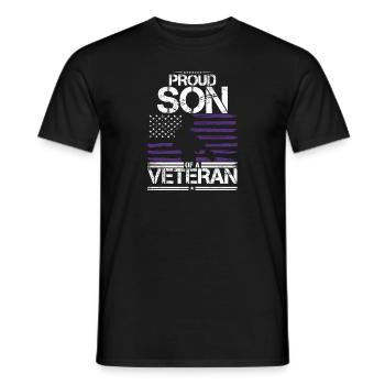 Fier fils vétéran des États-Unis drapeau violet vers le haut - T-shirt homme - noir - Devant - AI Model Male 178 light (178cm)