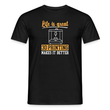 Imprimante 3D Impression 3D - T-shirt homme - noir - Devant - AI Model Male 178 light (178cm)
