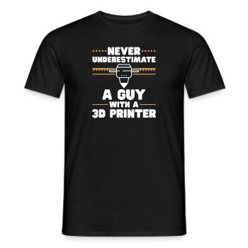 3D Printer 3D Printing - Men's T-Shirt - black - Front - AI Model Male 178 light (178cm)