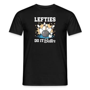 Bowling Left-handed Left-handed bowler - Men's T-Shirt - black - Front - AI Model Male 178 light (178cm)