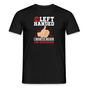 Linkshänder - Männer T-Shirt - Schwarz - Vorne - AI Model Male 178 light (178cm)