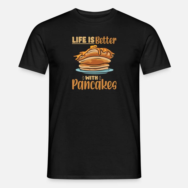 Pancake Frühstück Pfannkuchen - Männer T-Shirt - Schwarz
