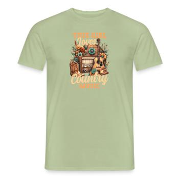 Country-Musik-Liebhaberin, dieses Mädchen liebt Country-Musik - Männer T-Shirt - Sage - Vorne - AI Model Male 178 light (178cm)