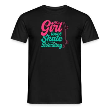 Skateboarding girl liebt Skateboarding Skaten - Männer T-Shirt - Schwarz - Vorne - AI Model Male 178 light (178cm)