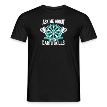Posez-moi des questions sur les compétences en matière de fléchettes Lancer de fléchettes amusant - T-shirt homme - noir - Devant - AI Model Male 178 light (178cm)