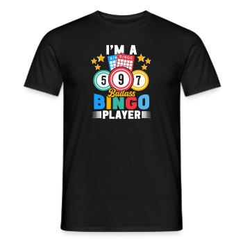 Bingo player ask me about bingo lucky bingo design - Men's T-Shirt - black - Front - AI Model Male 178 light (178cm)