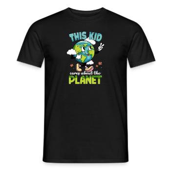 Earth day kid cares about the planet earthday - Men's T-Shirt - black - Front - AI Model Male 178 light (178cm)