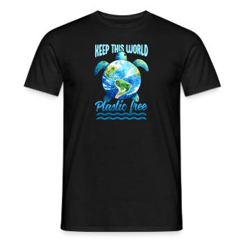 Earth day april 22 keep the world plastic free - Men's T-Shirt - black - Front - AI Model Male 178 light (178cm)