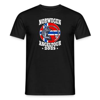 Angeltour Norwegen 2025 - Männer T-Shirt - Schwarz - Vorne - AI Model Male 178 light (178cm)