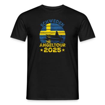Schweden Angeltour 2025 Angeltrip - Männer T-Shirt - Schwarz - Vorne - AI Model Male 178 light (178cm)