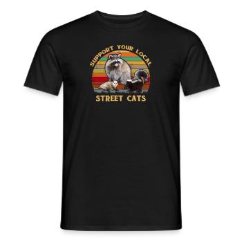 Support Your Local Street Cats T-Shirt - Männer T-Shirt - Schwarz - Vorne - AI Model Male 178 light (178cm)