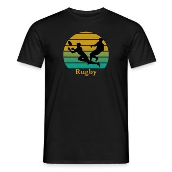 rugby sunset - Men's T-Shirt - black - Front - AI Model Male 178 light (178cm)