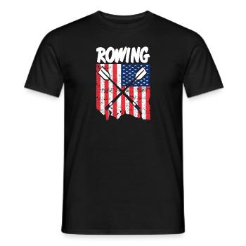 Vintage American Flag Rowing Oar T-Shirt Present - Men's T-Shirt - black - Front - AI Model Male 178 light (178cm)