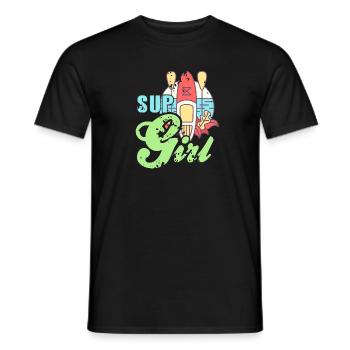 Vintage SUP Girl Rowing T-Shirt Present Gift - Men's T-Shirt - black - Front - AI Model Male 178 light (178cm)