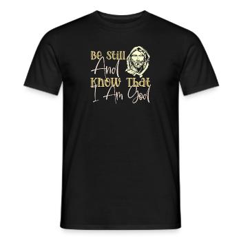 Happy Be Still Fun Religious Christian Retro Vinta - Men's T-Shirt - black - Front - AI Model Male 178 light (178cm)
