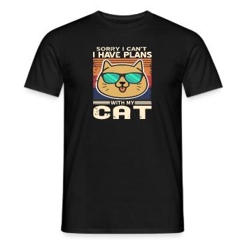 Sorry I Can't I Have Plans With My Cat T-Shirt - Männer T-Shirt - Schwarz - Vorne - AI Model Male 178 light (178cm)