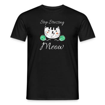 Stop Stressing Meow Cute Cat Lover T-Shirt - Men's T-Shirt - black - Front - AI Model Male 178 light (178cm)