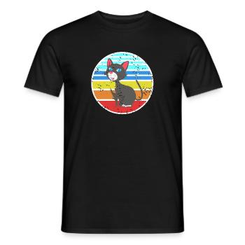 Retro Tuxedo Cat Cute Cat Lover T-Shirt - Männer T-Shirt - Schwarz - Vorne - AI Model Male 178 light (178cm)