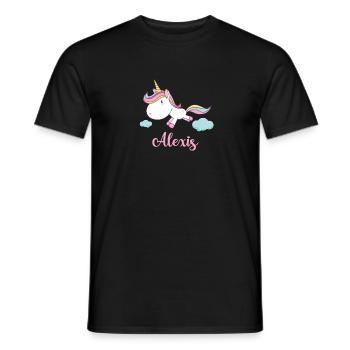 ALEXIS Pink Unicorn Novelty - Men's T-Shirt - black - Front - AI Model Male 178 light (178cm)