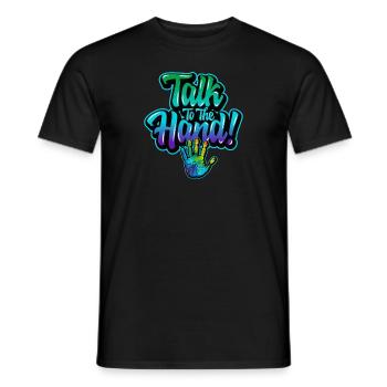 Talk to the Hand (blue) - Männer T-Shirt - Schwarz - Vorne - AI Model Male 178 light (178cm)