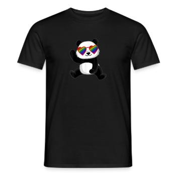 Panda Regenbogen LGBTQ Pride Regenbogenfahne CSD - Männer T-Shirt - Schwarz - Vorne - AI Model Male 178 light (178cm)