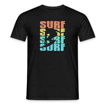 Retro Vintage Surf Surfing T-Shirt Present Gift - Männer T-Shirt - Schwarz - Vorne - AI Model Male 178 light (178cm)