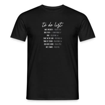 Funny Christian To Do List - Men's T-Shirt - black - Front - AI Model Male 178 light (178cm)