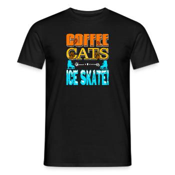 Patin à glace Coffee Cats! Thé de patinage sur glace génial - T-shirt homme - noir - Devant - AI Model Male 178 light (178cm)