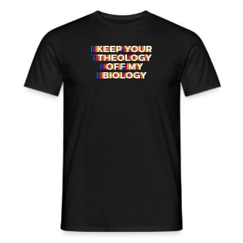 Gardez votre théologie hors de ma biologie - T-shirt homme - noir - Devant - AI Model Male 178 light (178cm)