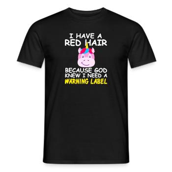 J’ai les cheveux roux Drôle de licorne Designs Thé - T-shirt homme - noir - Devant - AI Model Male 178 light (178cm)