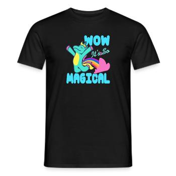 WOW C’est tellement magique Génial Licorne T-Shirt - T-shirt homme - noir - Devant - AI Model Male 178 light (178cm)