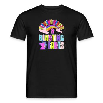 Voler des cœurs et faire sauter des pets Drôle de licorne - T-shirt homme - noir - Devant - AI Model Male 178 light (178cm)