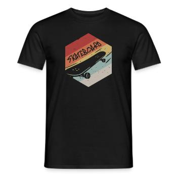 Retro Vintage Skateboard - Men's T-Shirt - black - Front - AI Model Male 178 light (178cm)