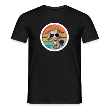 Chèvre rétro cool avec lunettes de soleil - T-shirt homme - noir - Devant - AI Model Male 178 light (178cm)