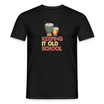 Keeping It Old School Afrobeat Djembe T-Shirt - Männer T-Shirt - Schwarz - Vorne - AI Model Male 178 light (178cm)