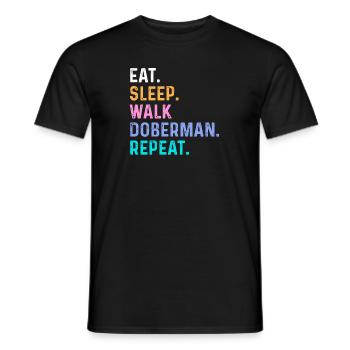 Eat Sleep Walk Doberman Repeat - Men's T-Shirt - black - Front - AI Model Male 178 light (178cm)