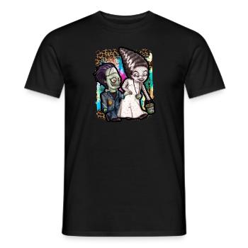 Sorcière d’Halloween et Zombie Tie Dye - T-shirt homme - noir - Devant - AI Model Male 178 light (178cm)
